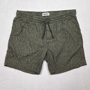 Taylor Stitch Shorts Mens Medium Green Rain Drop Camo Elastic Waist Drawstring